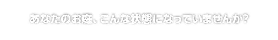 あなたのお庭、こんな状態になっていませんか？